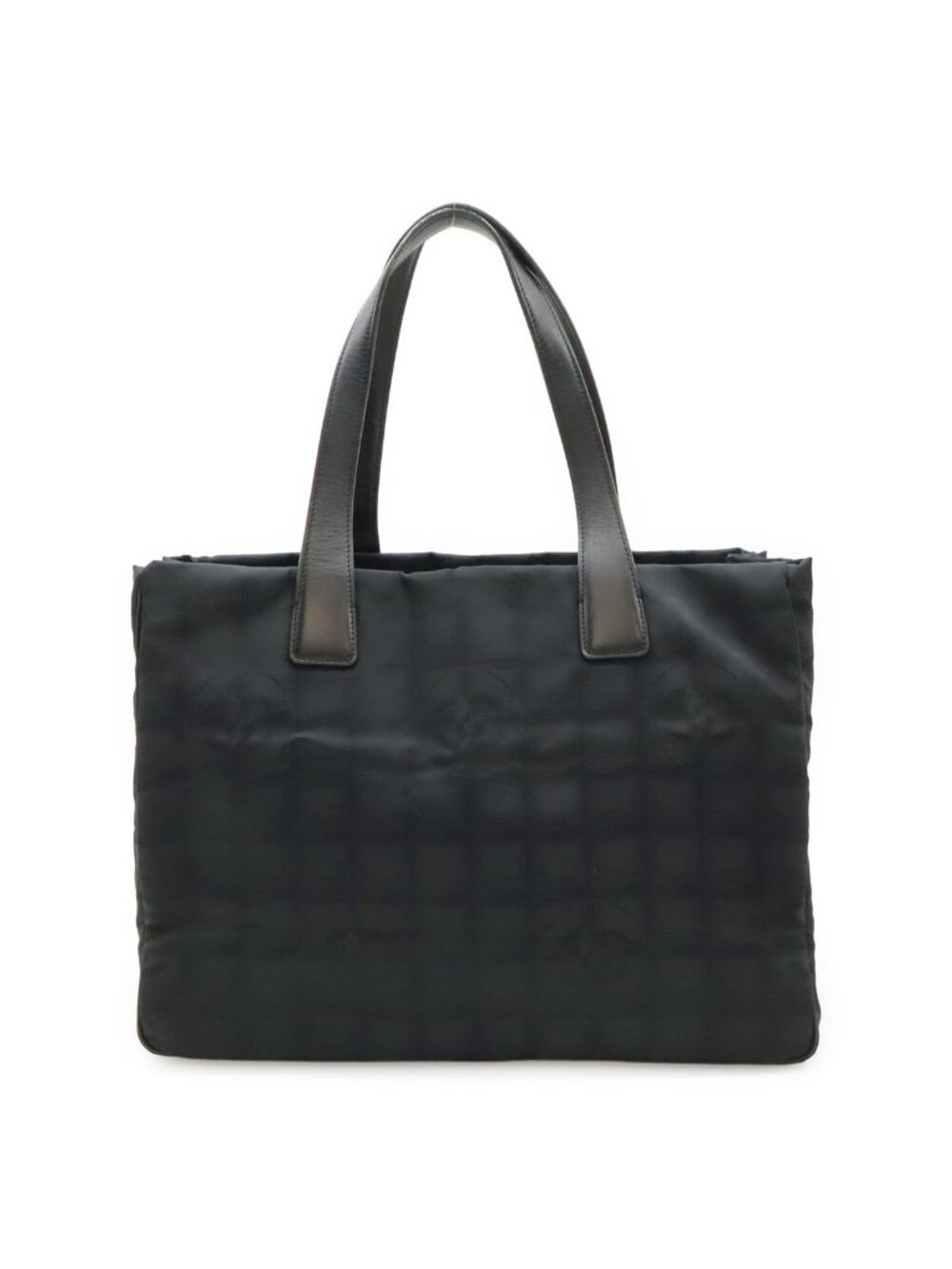 Chanel New Travel Line Tote Shoulder Bag Nylon Jacquard Lame Black